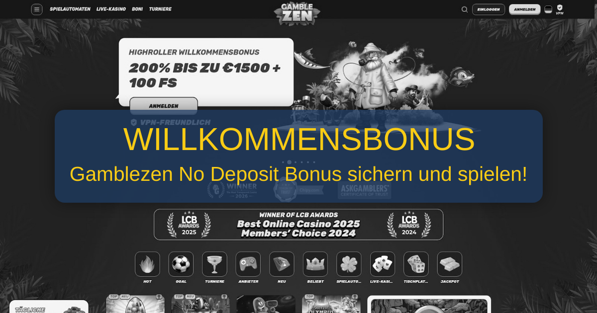 Gamblezen No Deposit Bonus 2026 - Deutschlands Garantie
